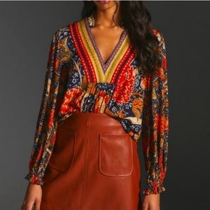 BL-NK Stephanie Top - Orange Motif -Anthropologie - SM